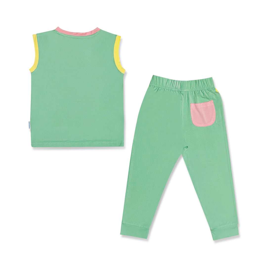 ANYWHERE SET - Cap Sleeve Top & Long Pant (Cool Green)